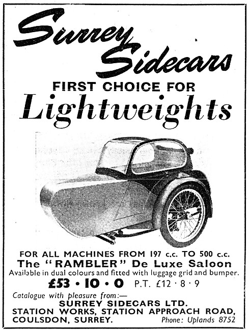 Surrey Rambler De Luxe Saloon Sidecar                            
