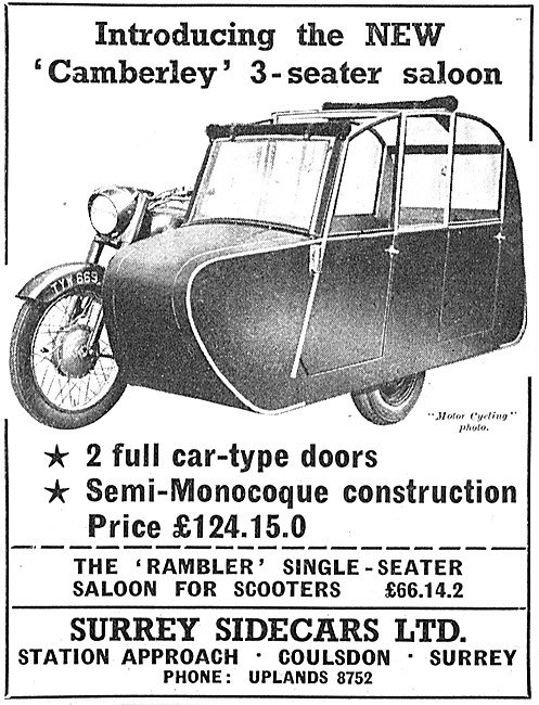 1957 Surrey Camberley 3-Seater Saloon Sidecar                    