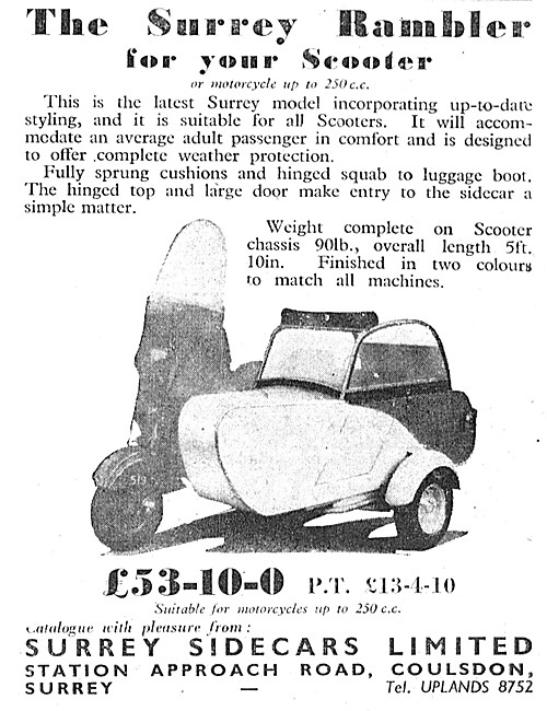 1958 Surrey Rambler Motor SDcooter Sidecars                      