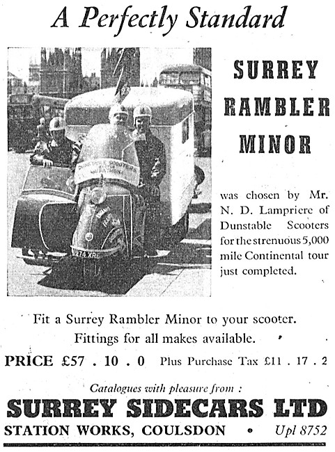 1960 Surrey Rambler Minor Scooter Sidecar                        