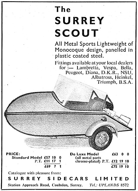 1960 Surrey Scout Scooter Sidecar                                