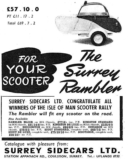 1961 Surrey Rambler Scooter Sidecar                              