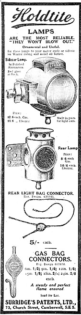 Holdtite Motor Cycle Lighting Units - Acetyline Lighting         