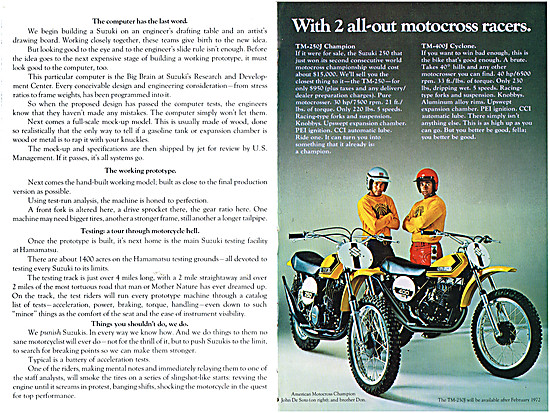 1972 Suzuki Motocross Motorcycles - Suzuki TM-250J - TM400J      