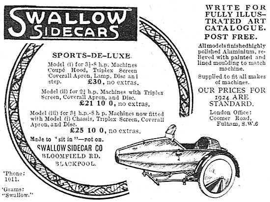 1923 Swallow Sports DeLuxe Sidecar                               