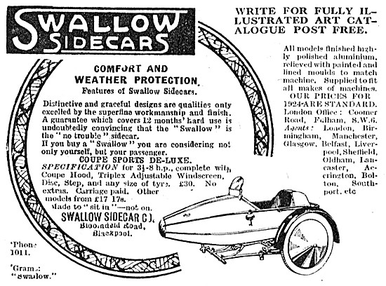 1924 Swallow Coupe Sports De-Luxe Sidecar                        