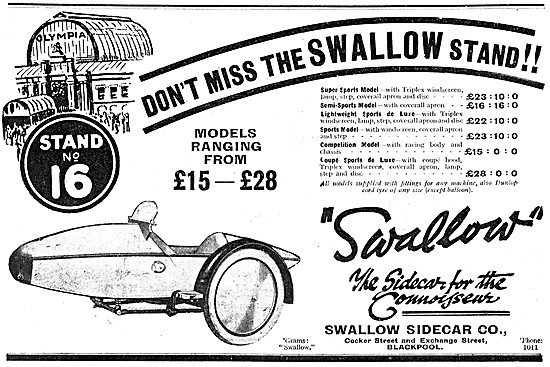 Swallow Sidecars 1926 Models                                     