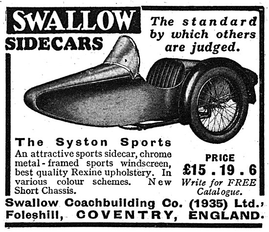 1936 Swallow Syston Sports Sidecar                               