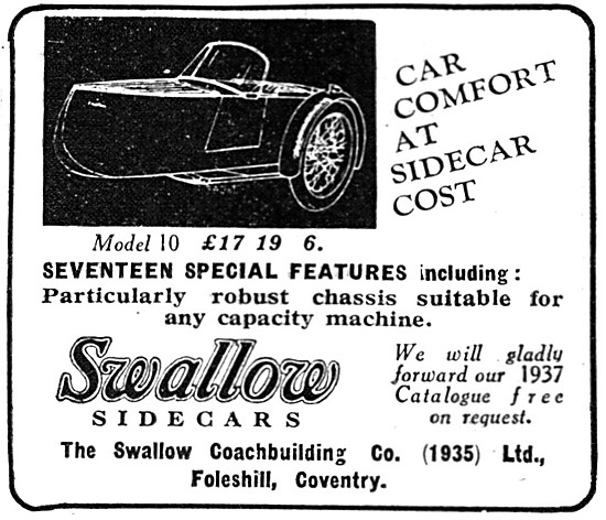 1936 Swallow Model 10 Sidecar                                    