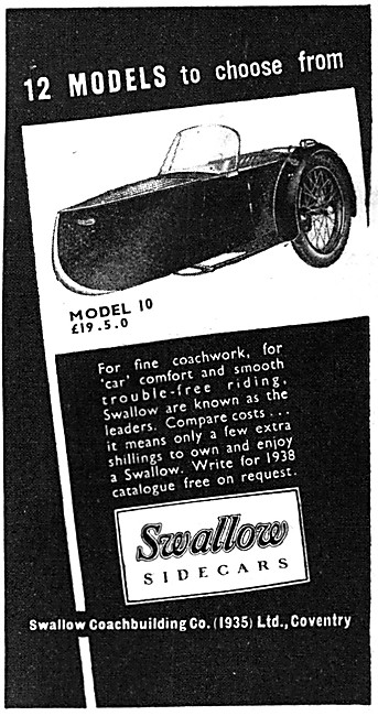 1938 Swallow Model 10 Sidecar                                    