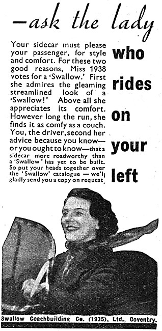 Swallow Sidecars For Miss 1938                                   