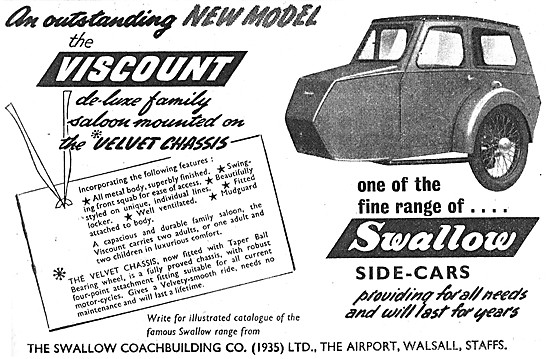 1953 Swallow De Luxe Family Saloon Sidecar                       