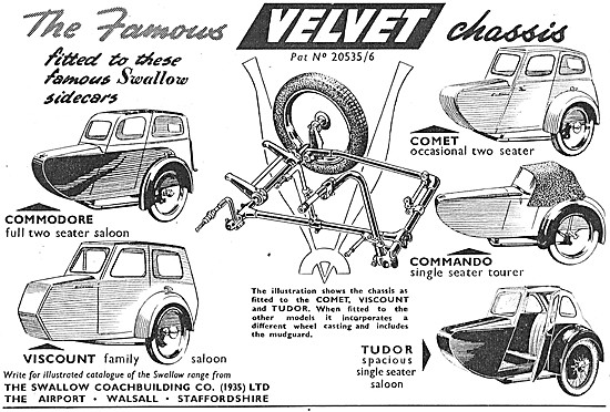 1954 Swallow Sidecars - Commodore Viscount Comet Tudor           
