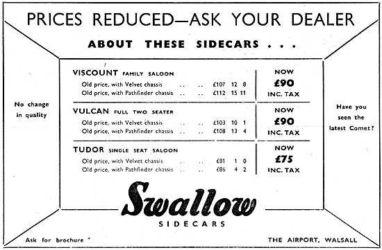 Swallow Viscount Sidecars - Swallow Vulcan Sidecar               