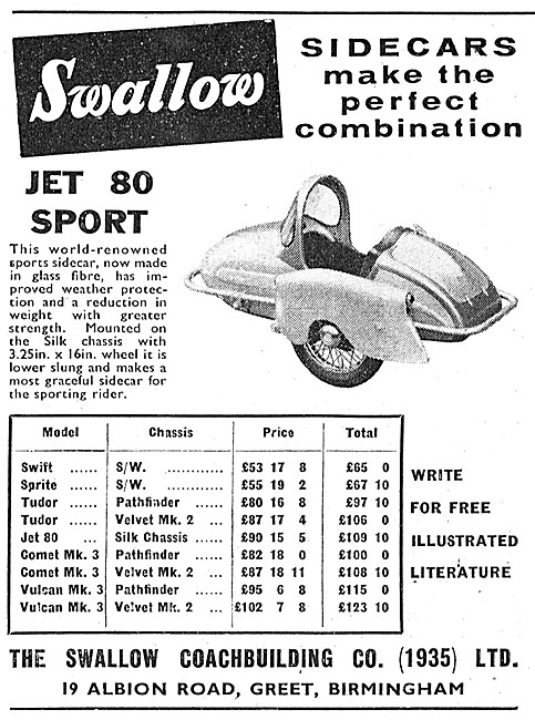 1959 Swallow Jet 80 Sport Sidecar                                