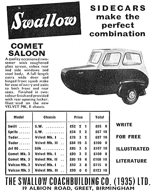 Swallow Comet Saloon Sidecar                                     