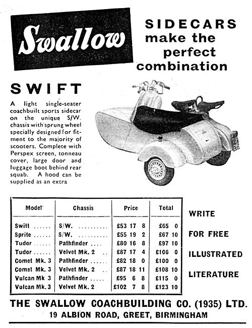 Swallow Motor Scooter Sidecars                                   