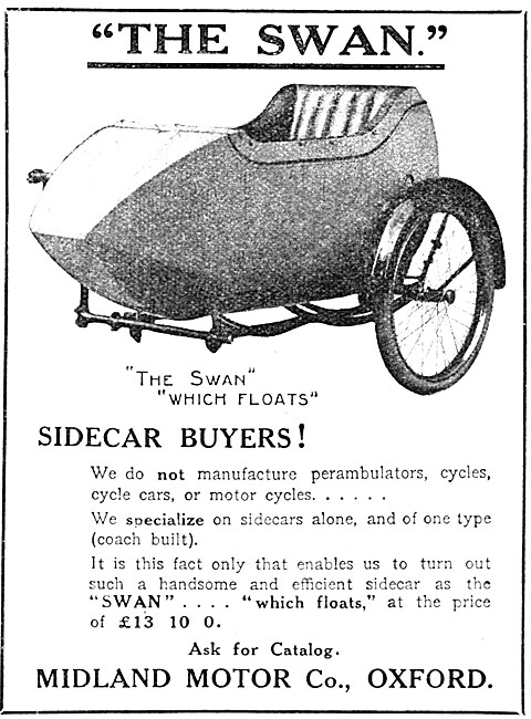 1913 Swan Sidecars - The Swan Which Floats                       