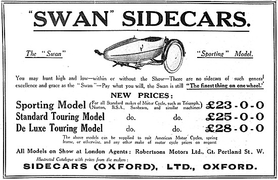 1921 Swan Sidecars Range                                         