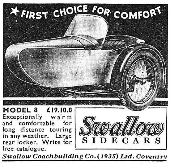 1938 Swallow Model 8 Sidecars                                    