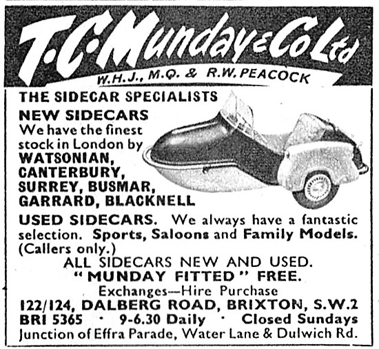 T.C.Munday Sidecar Specialists Brixton                           