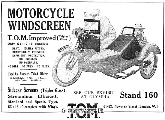 T.O.M. Motorcycle & Sidecar Windscreens 1923                     