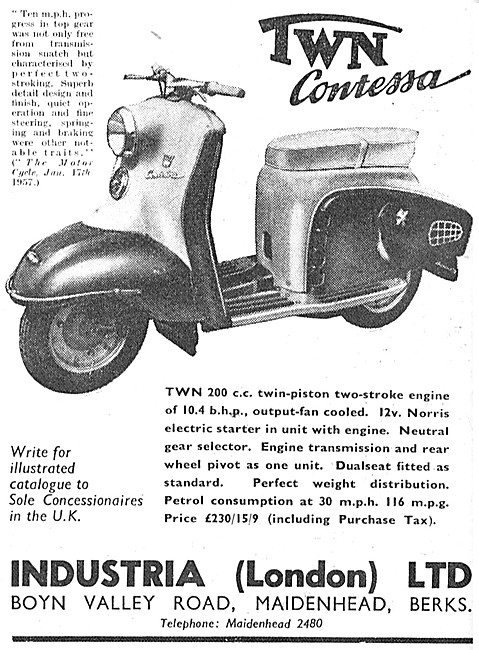 TWN Motor Scooters - 1957 TWN Contessa 200 cc Motor Scooter      