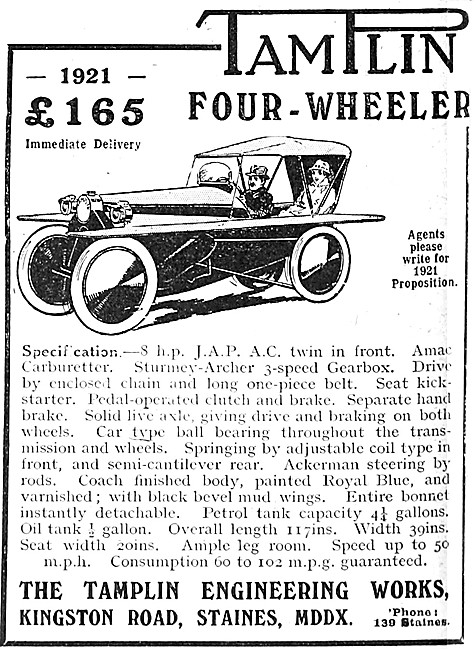 Tamplin Four Wheeler Light Car 1920                              