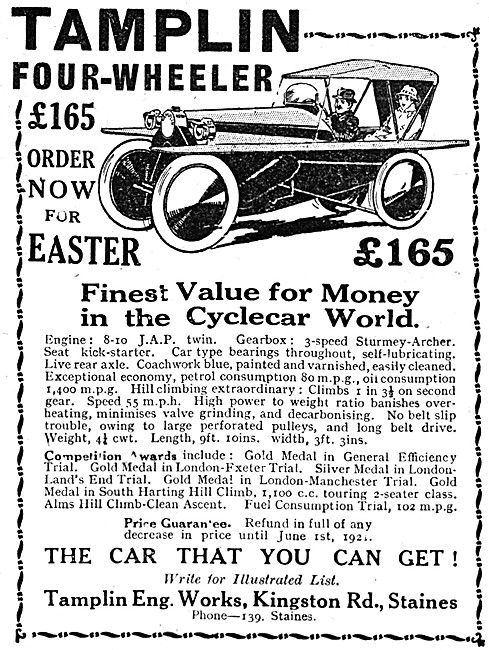 1921 Tamplin Cyclecars                                           