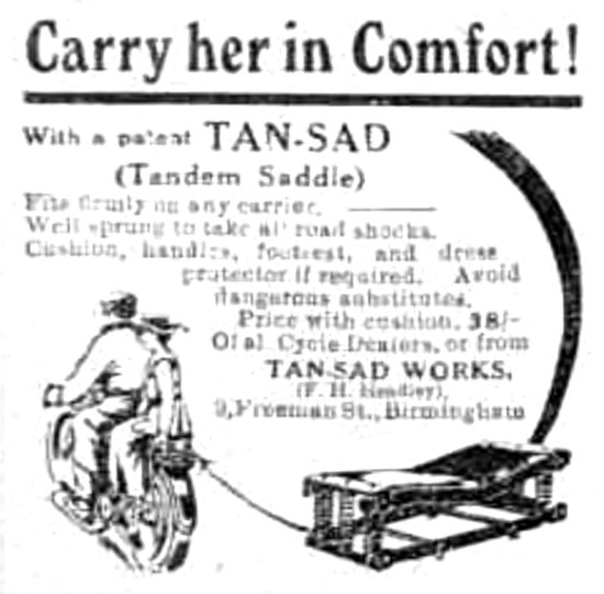 Tan Sad Motor Cycle Tandem Saddles 1919                          