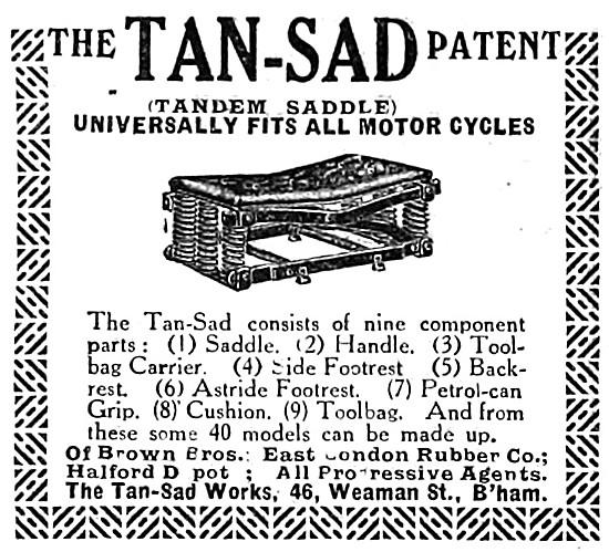 Tan-Sad Motor Cycle Saddles - Tan-Sad Tandem Saddle              