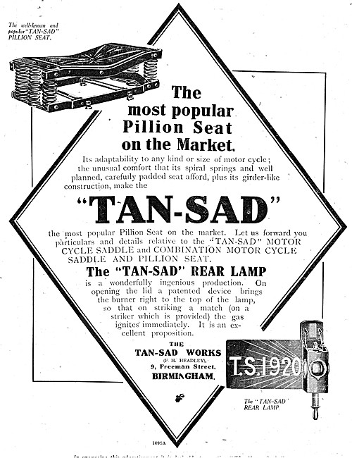 The Tan-Sad Acetylene Motorcycle Rear Lamp                       