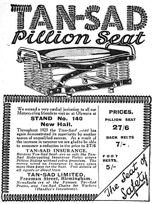 Tan Sad Motor Cycle Pillion Seats 1923 Pattern                   