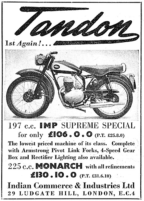 Tandon Imp Supreme Special 197 cc - Tandon Monarch 225 cc        