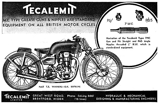 Tecalemit Grease Guns & Lubrication Equipment 1946 Advert        