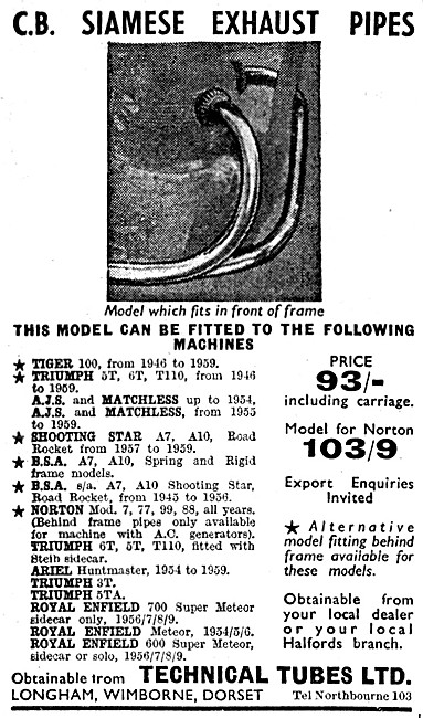 Technical Tubes C.B. Siamese Exhaust Pipes                       