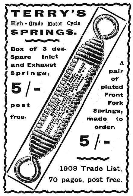 Terrys Motor Cycle Springs 1908 Advert                           