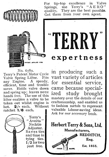 Terrys Valve Springs - Terrys Avecta Necktie Adjuster 1920 Advert