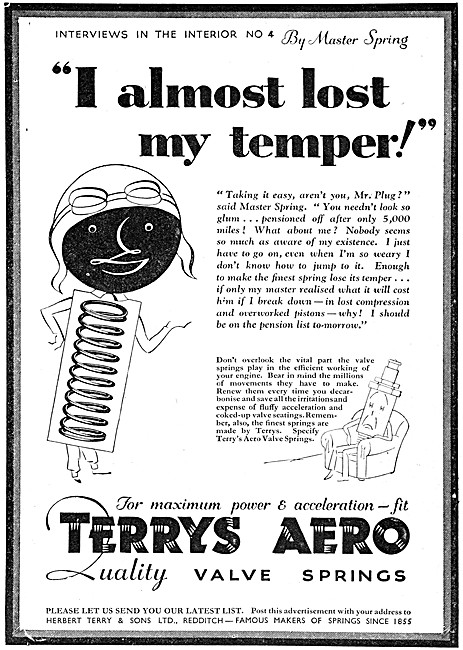 1934 Terrys Aero Valve Springs - Master Spring Series Of Adverts 