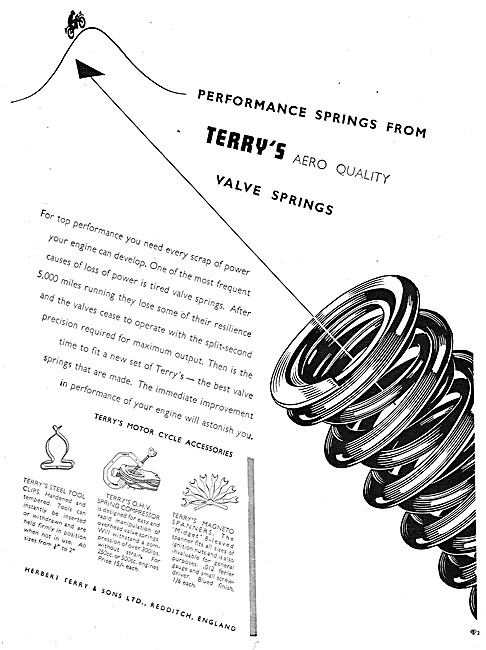 Terrys Aero Motor Cycle Valve Springs 1950 Advert                
