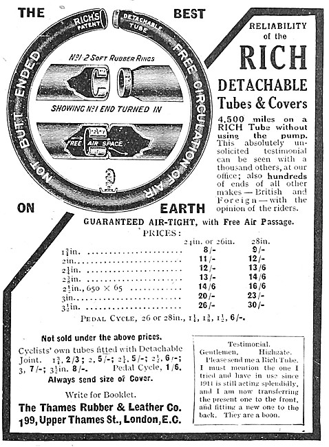 Thames Rubber Motor Cycle Tyres & Inner Tubes                    