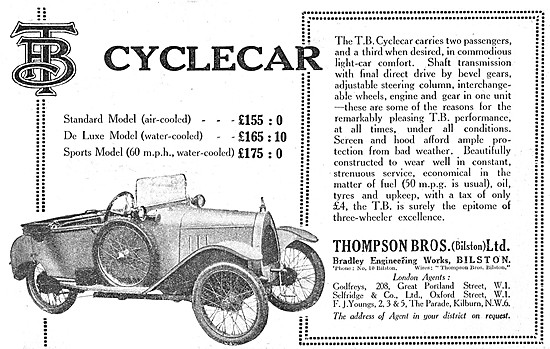 1923 Thompson Brothers Three Wheeler Sports Model Cyclecar       