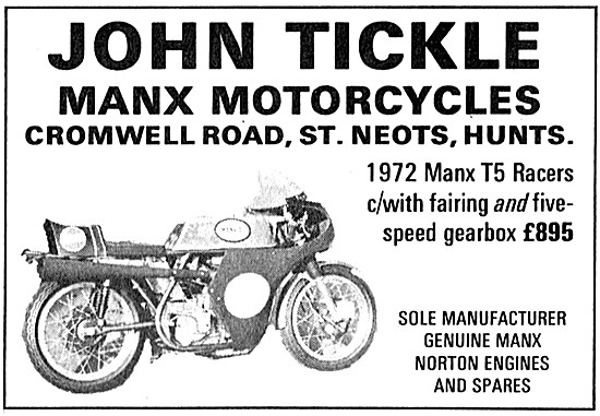 John Tickle Manx T5 Racing Motorcycles 1972                      
