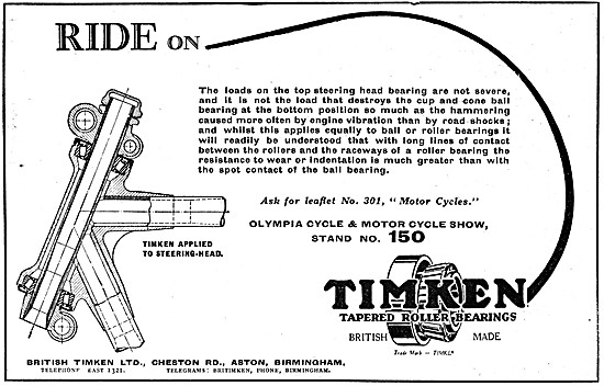 British Timken Roller Bearings 1930                              