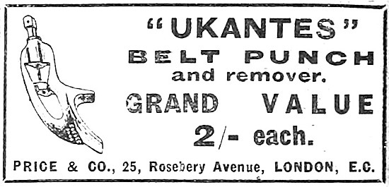 UKANTES Belt Punch 1910 Advert                                   