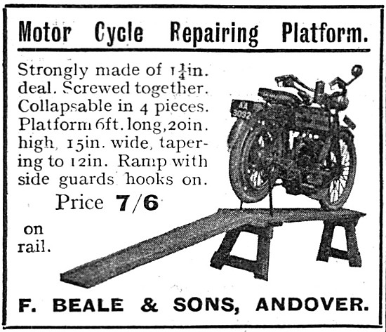 The Beale Motor Cycle Repairing Platform                         