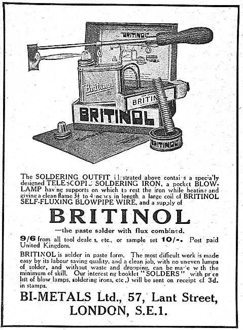 Bi-Metals Britinol Soldering Outfit 1920                         