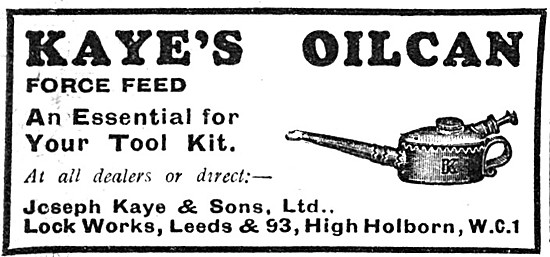 Kaye's Force Feed Oilcan 1927 Advert                             
