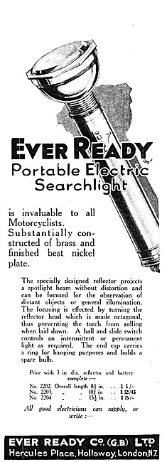 Ever Ready Searchlight Torches 1928 Range                        