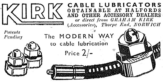 Kirk Cable Lubricators 1946 Advert                               